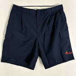 Vtg Budweiser USA Made Employee Uniform Shorts Size 38 Pleated Cargo Embroidered